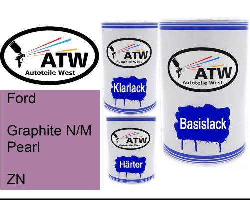 Ford, Graphite N/M Pearl, ZN: 500ml Lackdose + 500ml Klarlack + 250ml Härter - Set, von ATW Autoteile West.
